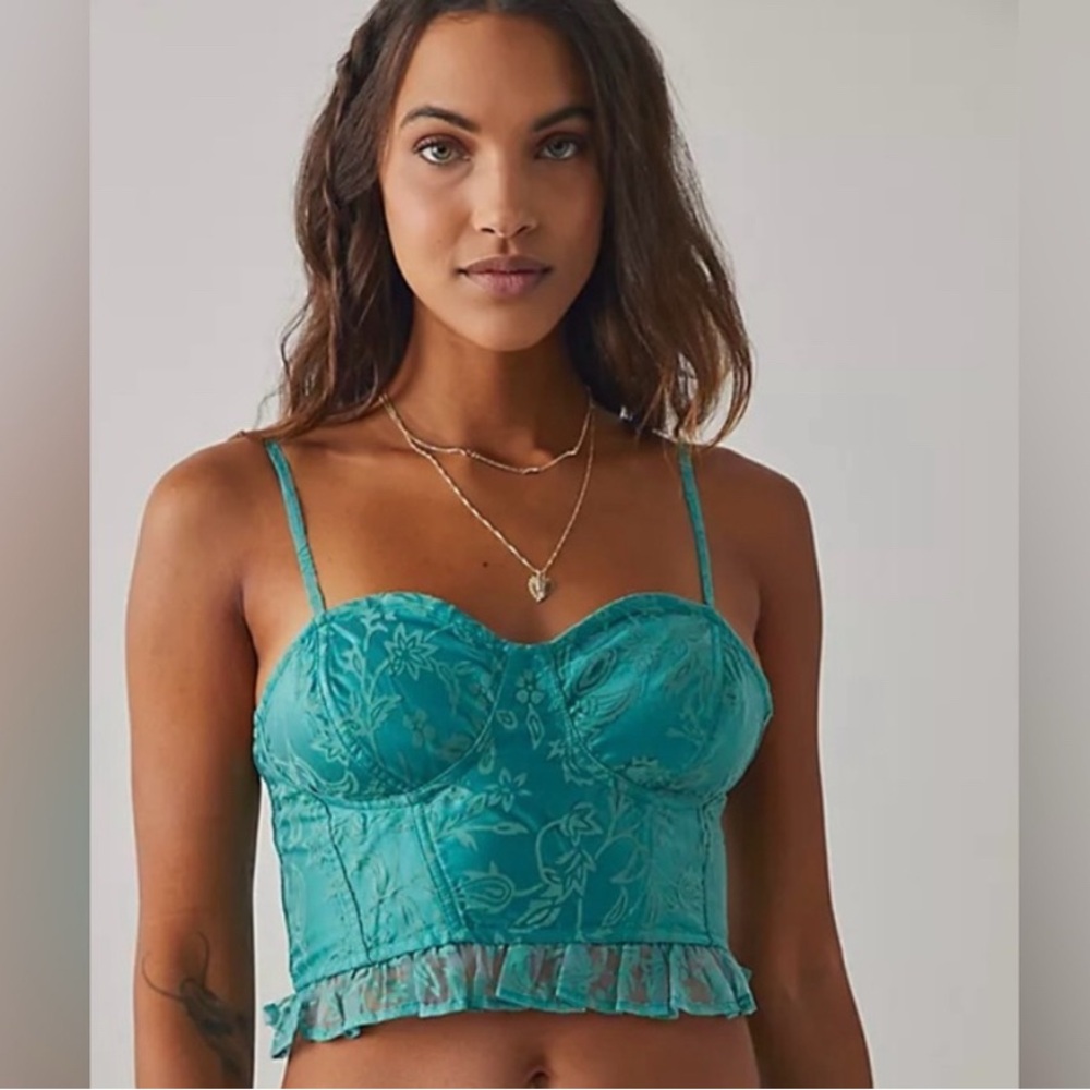 Free People Floral Lace Bustier Top